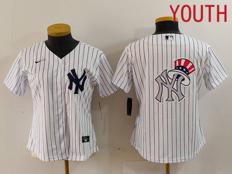 Youth New York Yankees Blank White stripe Game 2024 Nike MLB Jersey style 7->youth mlb jersey->Youth Jersey